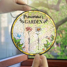 Load image into Gallery viewer, Gift For Wife,Gift For Grandma,Gift For Mother,Family,Love,Gardening - Birth Flower Grandma&#39;s Garden - Personalized Stained Glass Window Hanging Suncatcher
